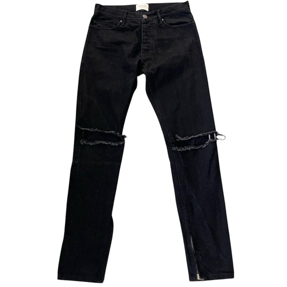 Fear of God Black Fadewash Skinny Jeans with Distressing grunge streetwear goth - Picture 1 of 10